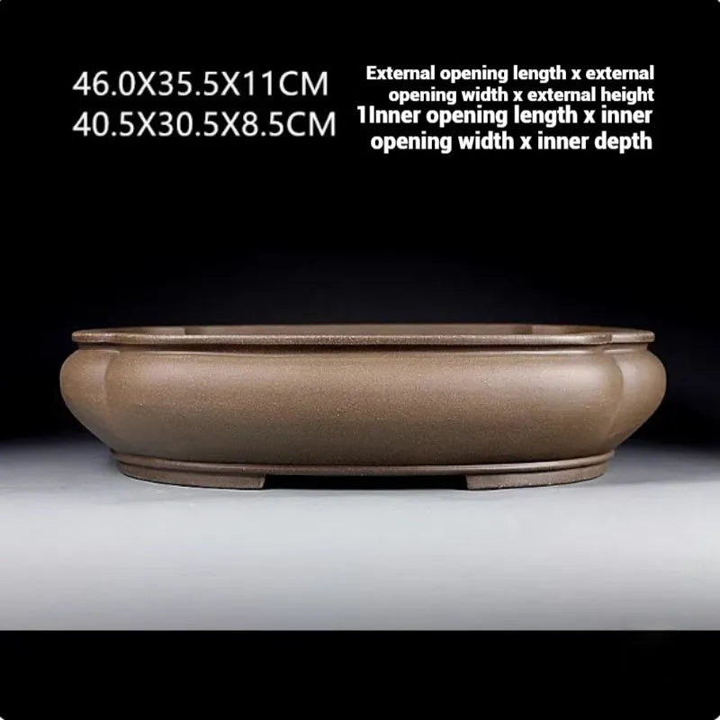 Handmade antique Pukou papaya-shaped purple clay flower pot measuring 46cm long