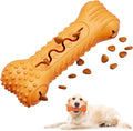 Blue bone-shaped natural rubber dog chew toy with textured surface for teeth cleaning.