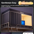 Gentleman grey bed curtain with integrated mosquito net for 0.9m bed showing five-side shading design