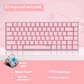 Pink 82-key mechanical keyboard with white backlight illumination on keys
