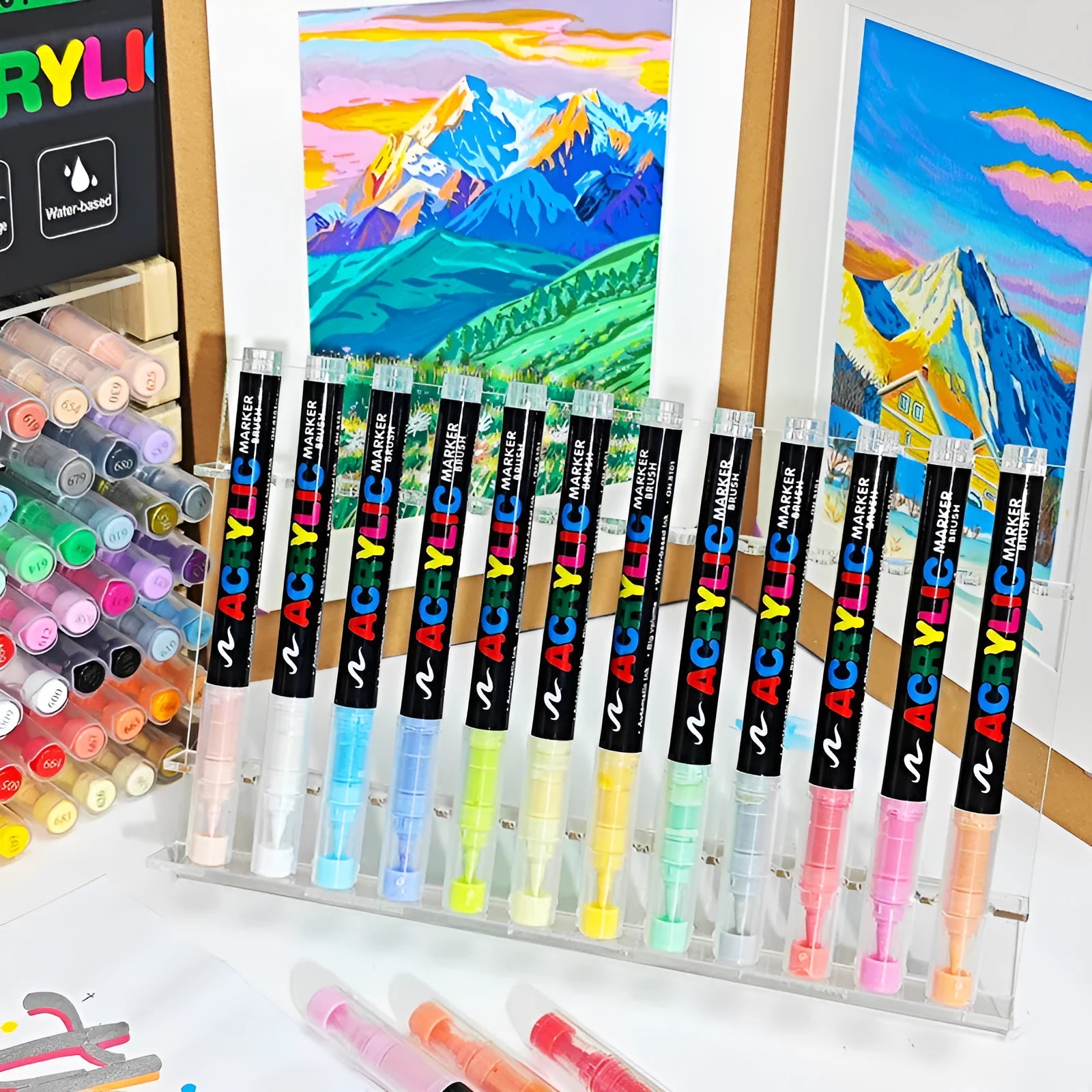 Set of acrylic marker pens for painting and graffiti art in multiple colour options