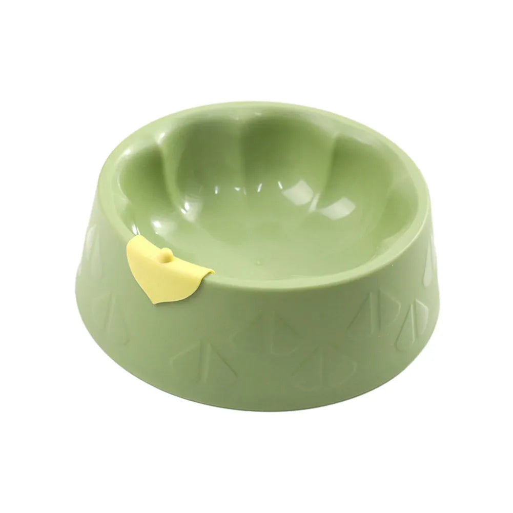 Double plastic pet bowl in flower shape with anti-tipping design for food and water