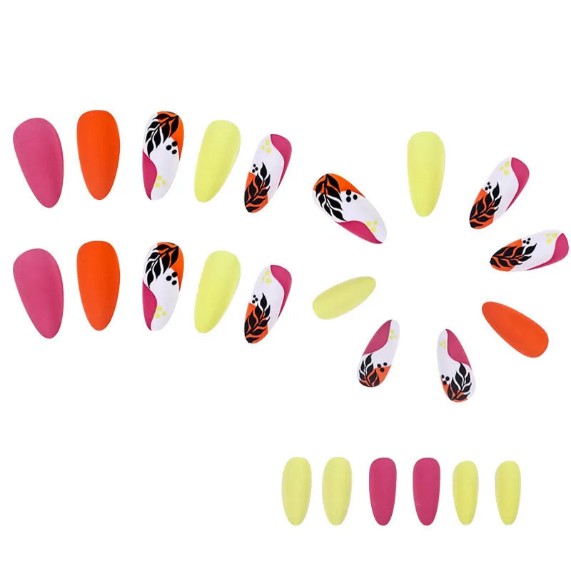 Wear Armour frosted nail stickers in four patterns: French colourful leaves, star flash macarons, leopard print, and colourful plating.