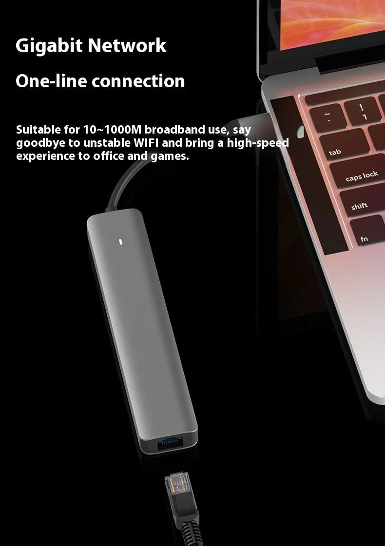 LQT-LH07 7-in-1 portable USB hub and memory card reader for computer connectivity