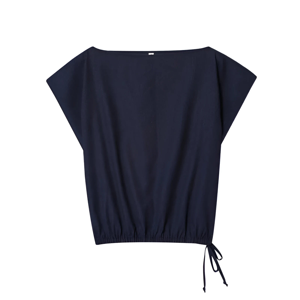 Women's beige linen-look shirt with flounced sleeves and matching wide-leg trousers on a hanger.