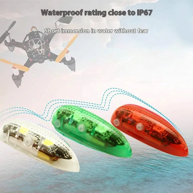 V3 wireless charging waterproof navigation light for scale models with adhesive backing.