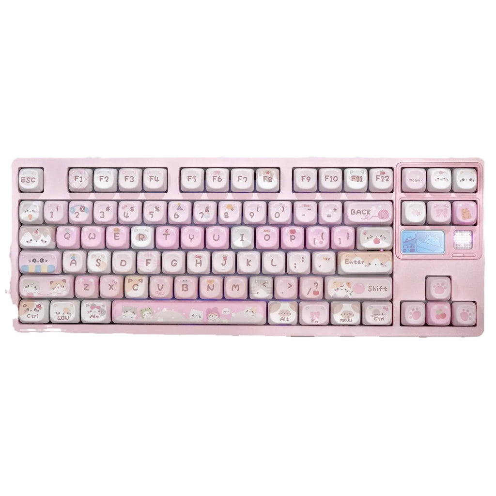 MOA height full five-sided sublimation key caps with cartoon graphics in pink colour