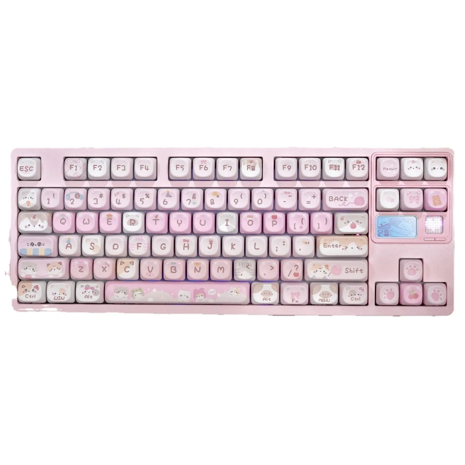 MOA height full five-sided sublimation key caps with cartoon graphics in pink colour