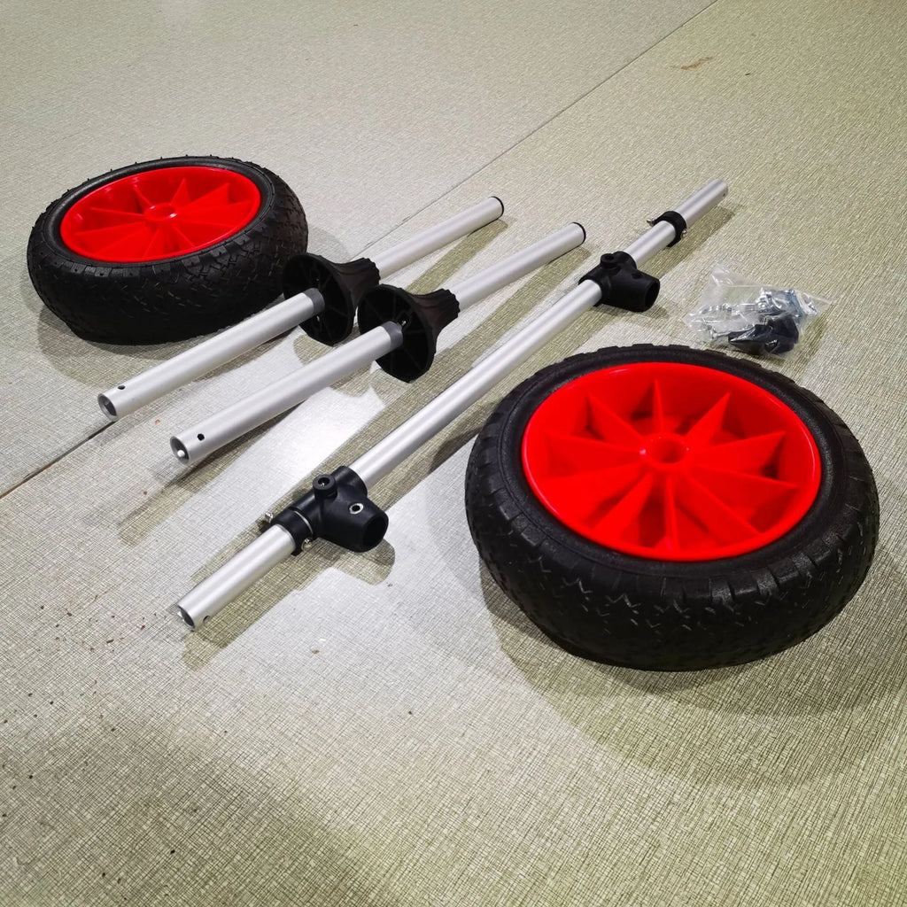 Foldable aluminium kayak beach cart with upright platform and wheels