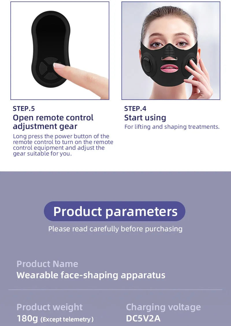 Black mask photon beauty device with USB cable and facial treatment design