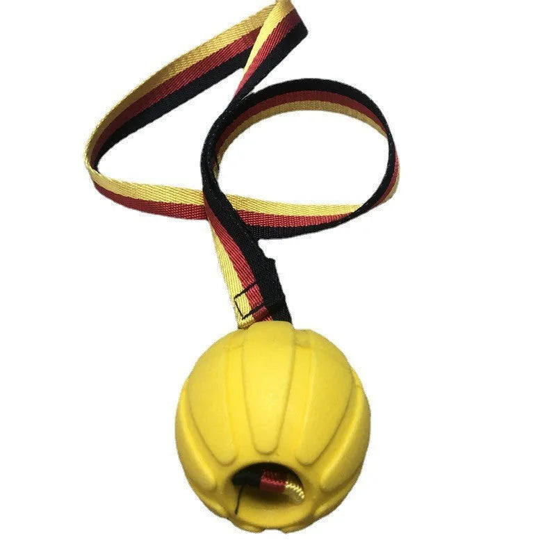 Floating EVA dog training tether ball in camouflage colour with attached string