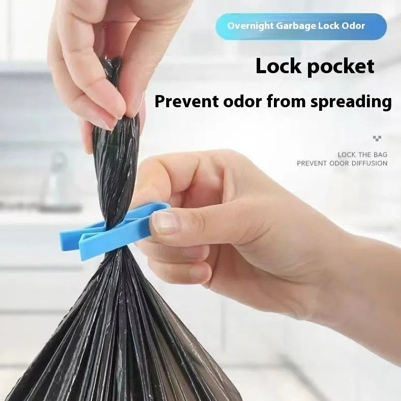 PP plastic non-slip clip for securing rubbish bags to the side of a bin.
