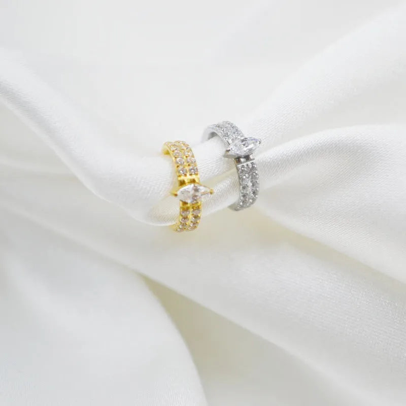 316 stainless steel heart earrings with diamond-treated zircon in silver or gold colour
