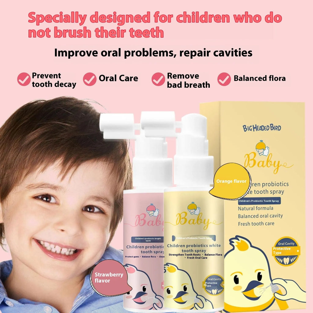 Children's probiotics anticavity oral spray in strawberry and orange flavours, 40ml