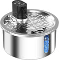 White stainless steel cat water fountain with nine-gear constant temperature heating base for dogs and cats