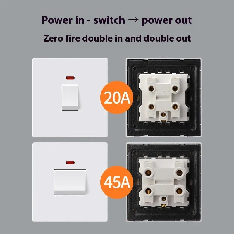 Curved rack electrical switch with light indicator for water heaters and air conditioners