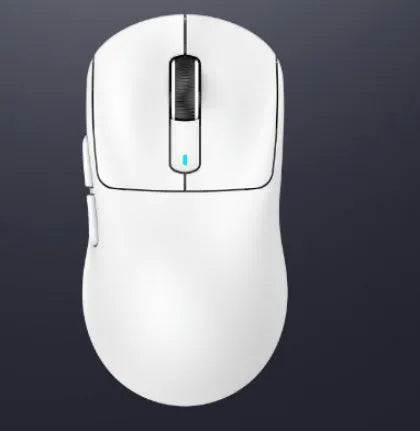 Black three-mode rechargeable computer mouse with parachute cord, shown next to USB receiver.