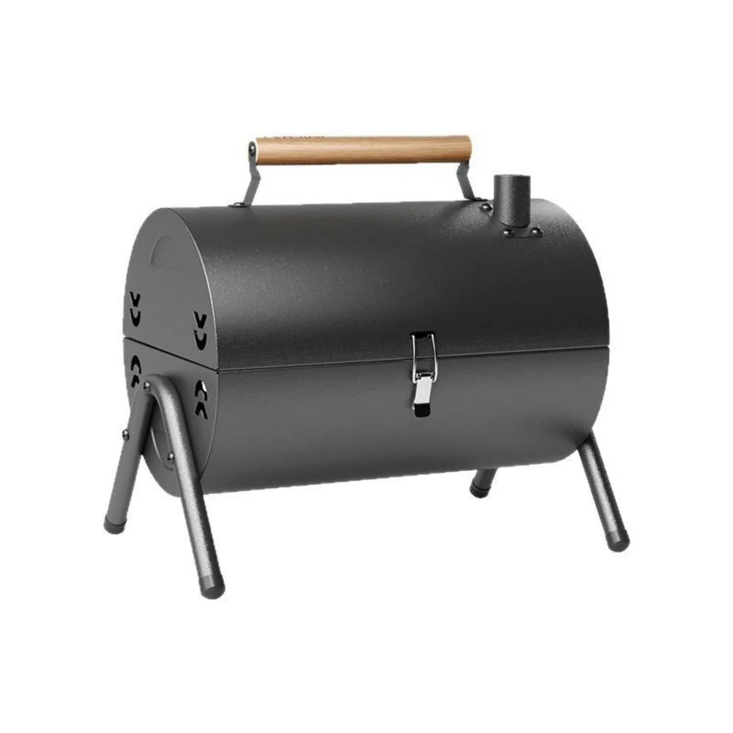 White round chimney portable barbecue cooker with detachable carbon tanks and folding design