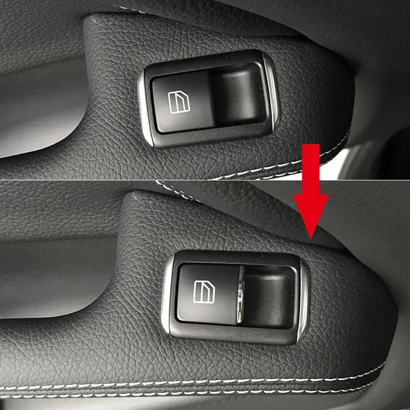 Black glitter decorative sticker for type 0 car window lift button with adhesive backing