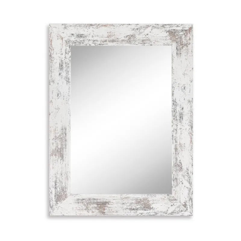 Wall-mounted bathroom mirror with modern pastoral style MDF frame in Little White colour