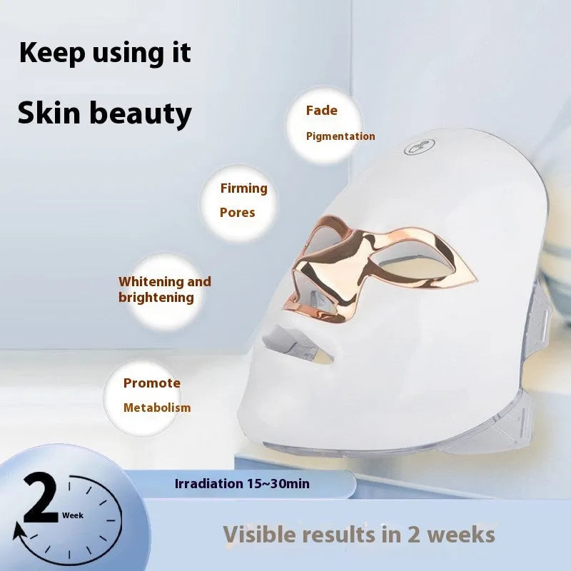 Rechargeable LED beauty mask with touch controls in black, white, or rose gold finish
