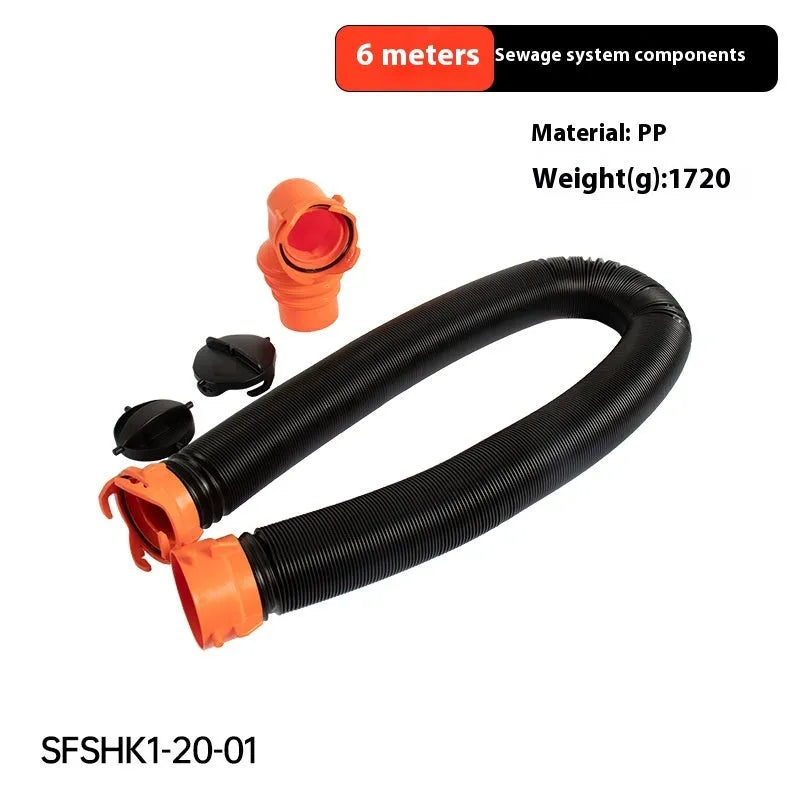 90-degree rotary elbow joint accessory for flexible sewage hose connection.