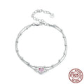 Sweet heart-shaped sterling silver bracelet with adjustable chain