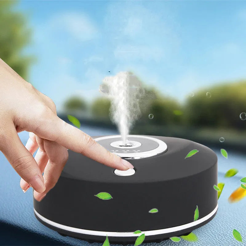 USB car perfume holder with aromatherapy machine in black, grey, or white plastic.