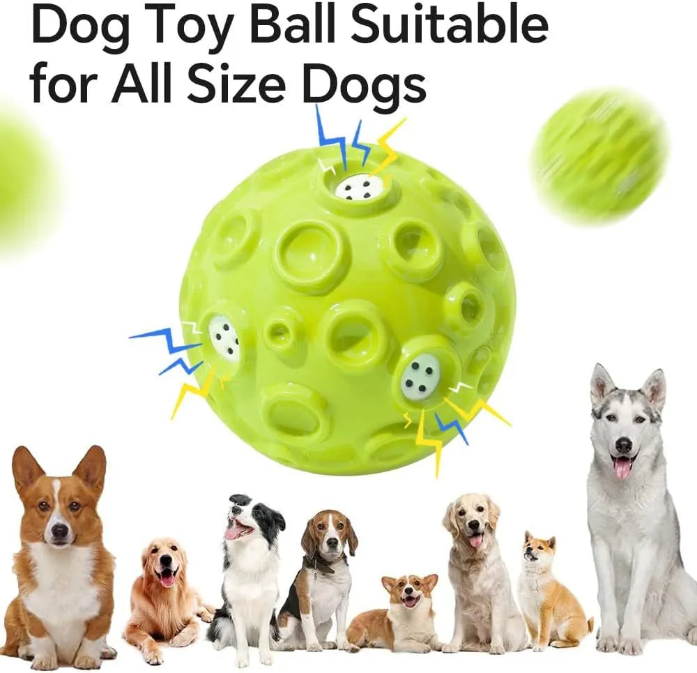 Durable rubber dog ball toy with meteorite-shaped bumps in assorted colours for aggressive chewers