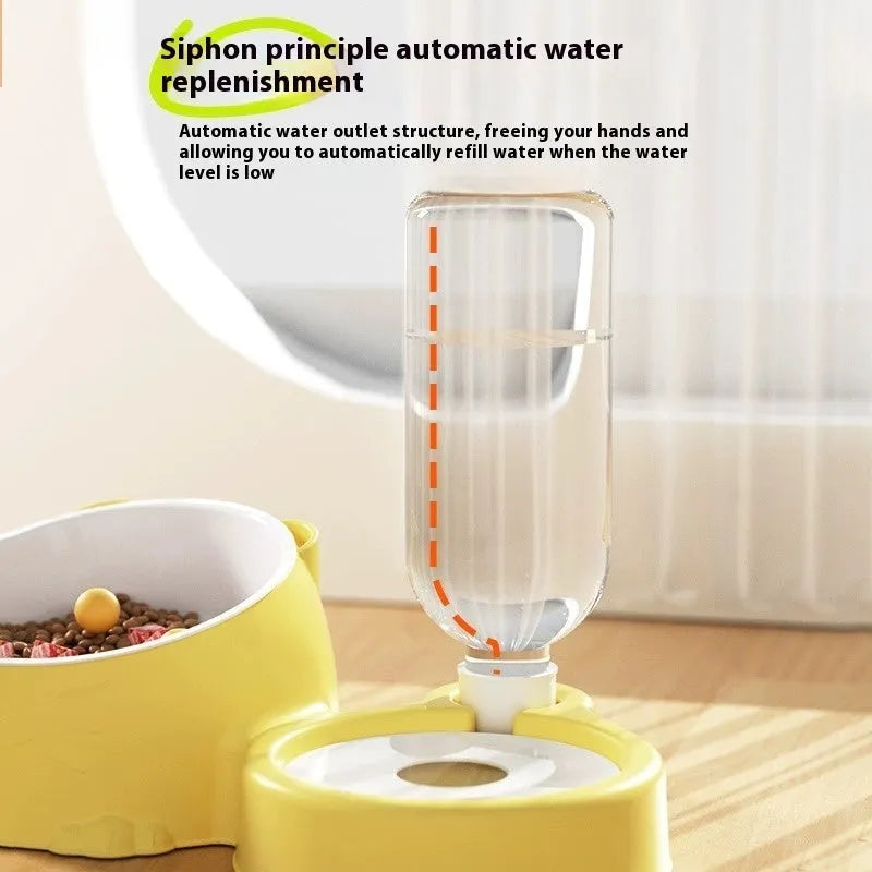 Double bowl automatic drinking pet basin with stainless steel ceramic design in haze blue colour