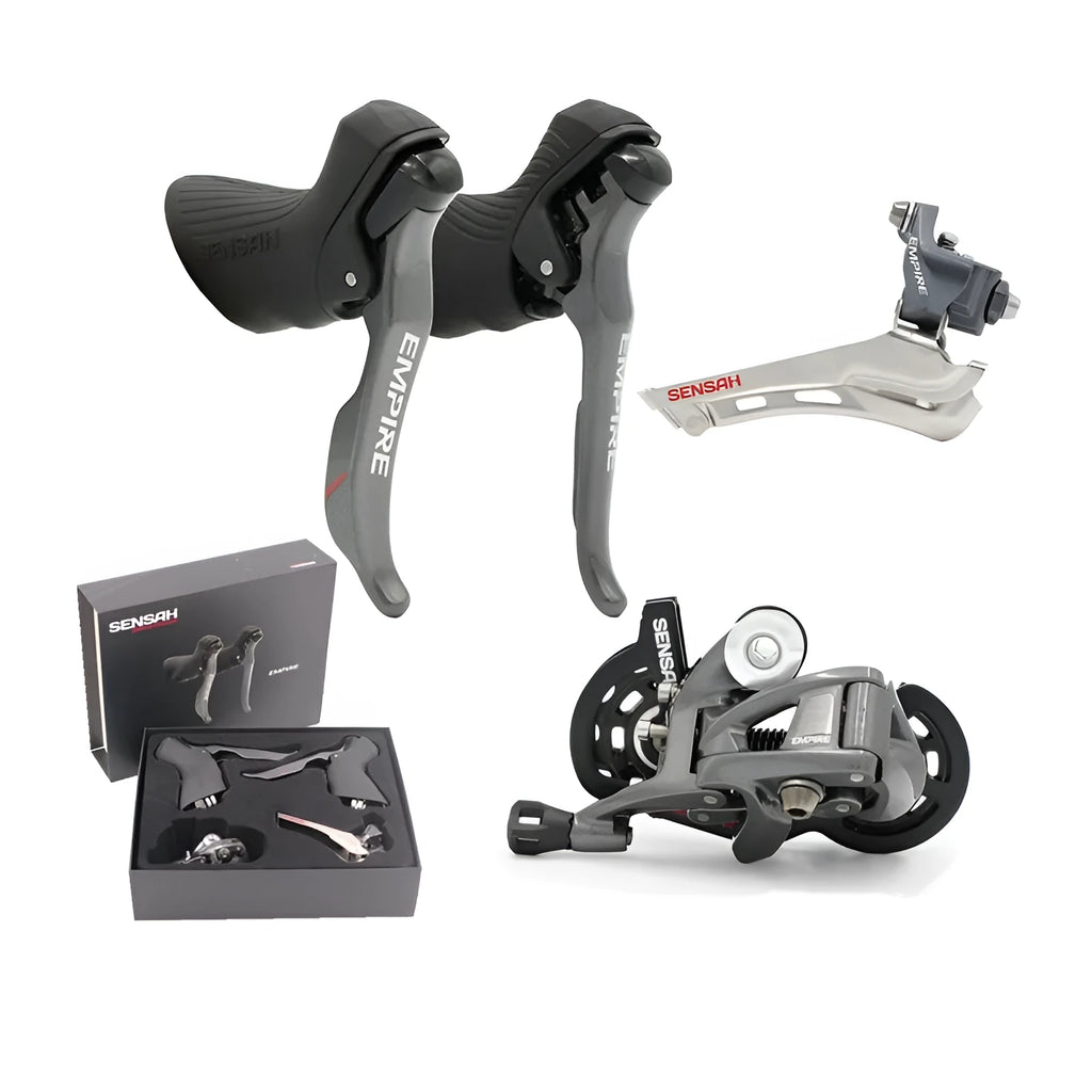 Aluminium alloy road bike transmission kit with manual change, finger dial, and short leg rear dial