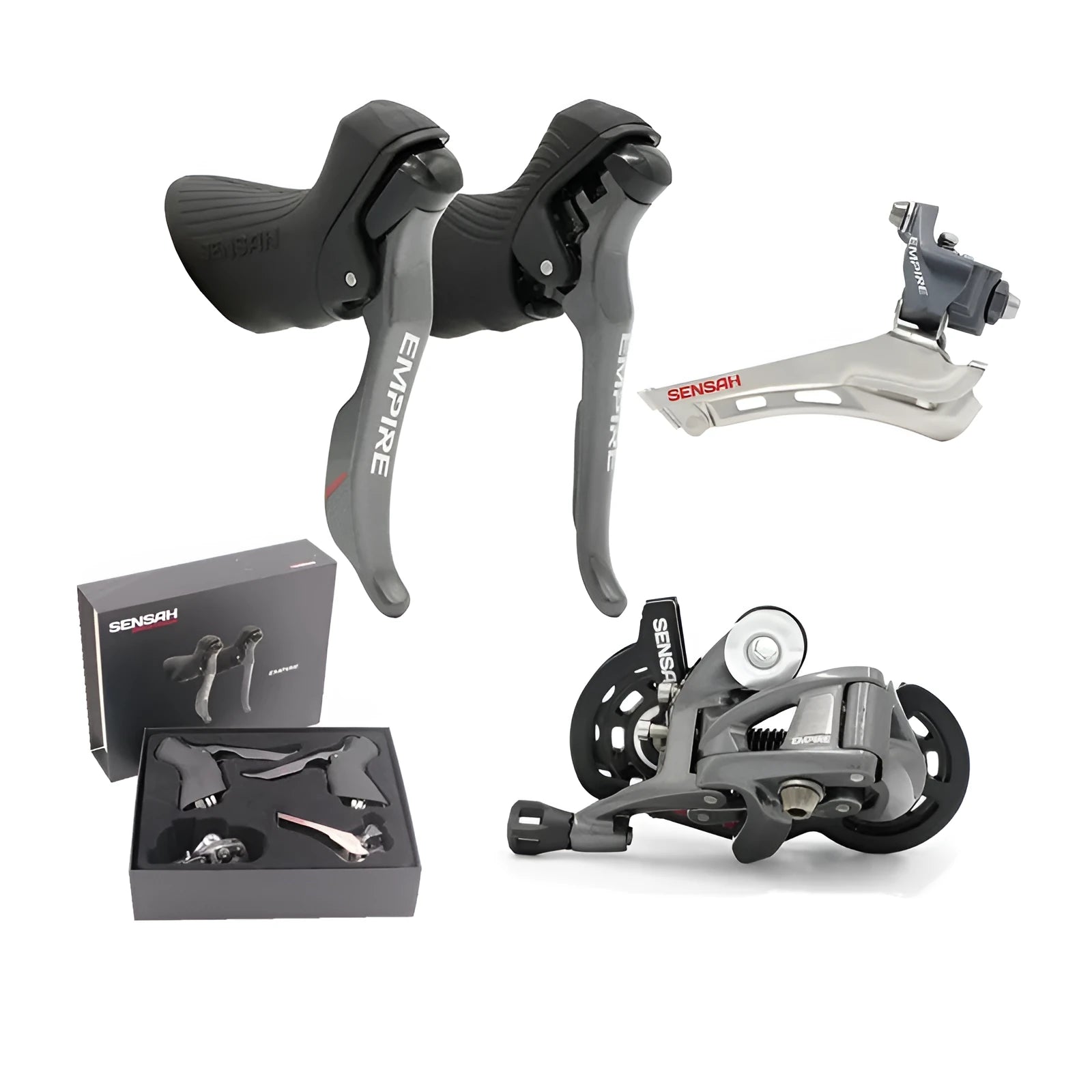 Aluminium alloy road bike transmission kit with manual change, finger dial, and short leg rear dial