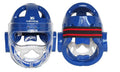 Karate helmet protective equipment in white, blue, or red colour with S, M, L, XL sizing options
