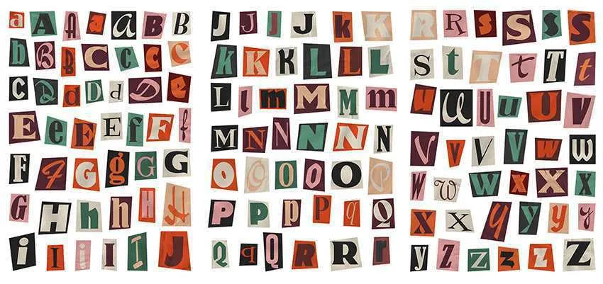 English letters and numbers symbol label stickers showing A, B, C, D, E letters and weekly words in cute printed style
