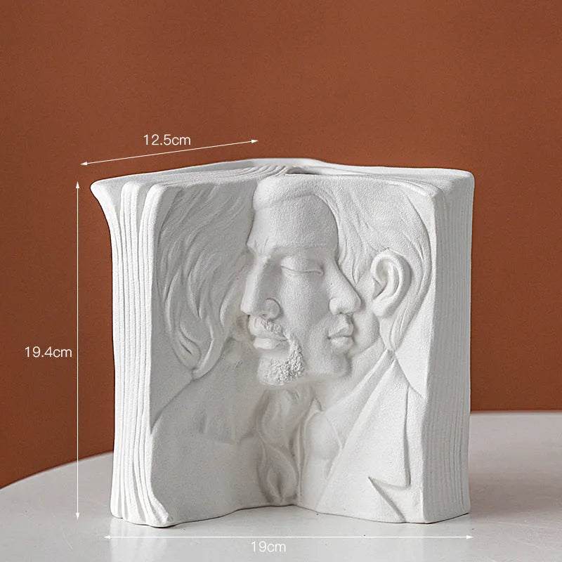 Glazed ceramic book stand in a modern simple style on a desk.
