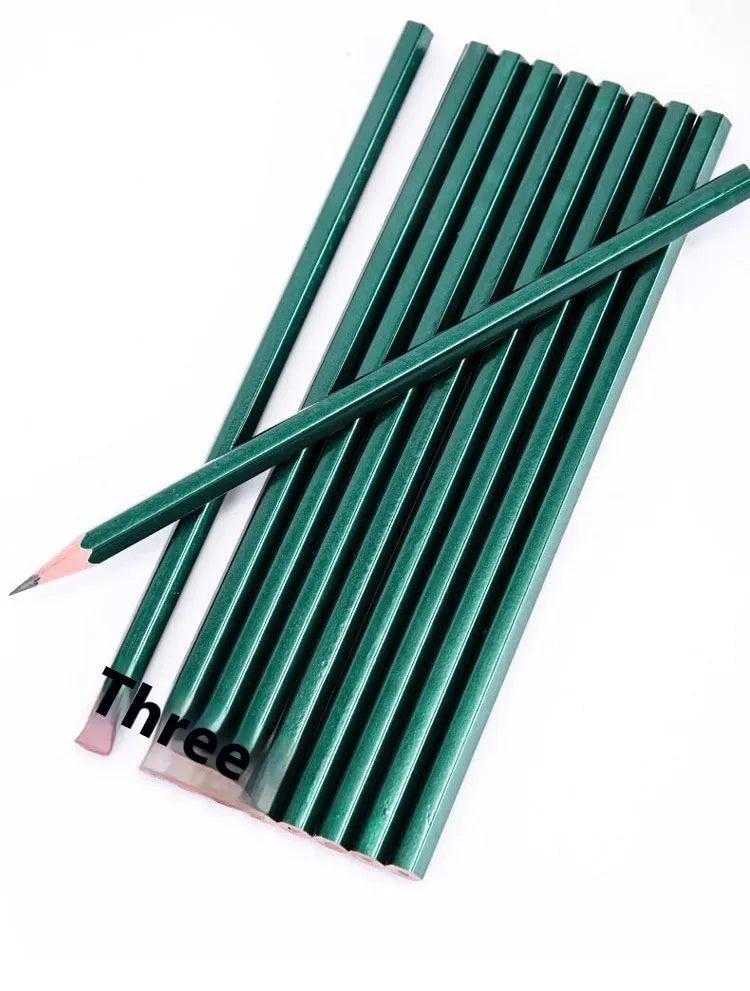 Box of 10 green hexagonal wooden pencils with HB and 2B graphite grades for drawing and writing.
