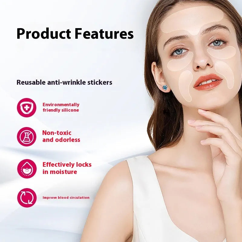 Silicone anti-wrinkle face stickers five-piece set for facial treatment