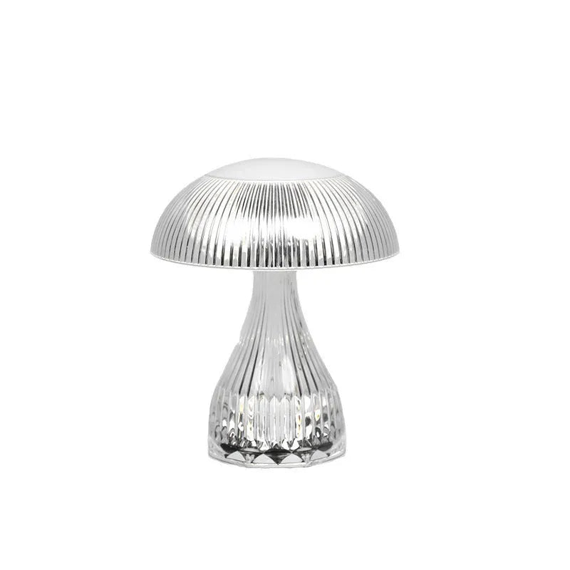 White acrylic touch night lamp with USB charging port showing three-colour LED illumination