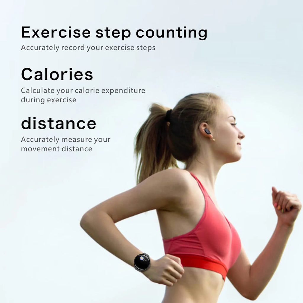 Black detachable smart watch and Bluetooth earphone combo for fitness tracking and calls.