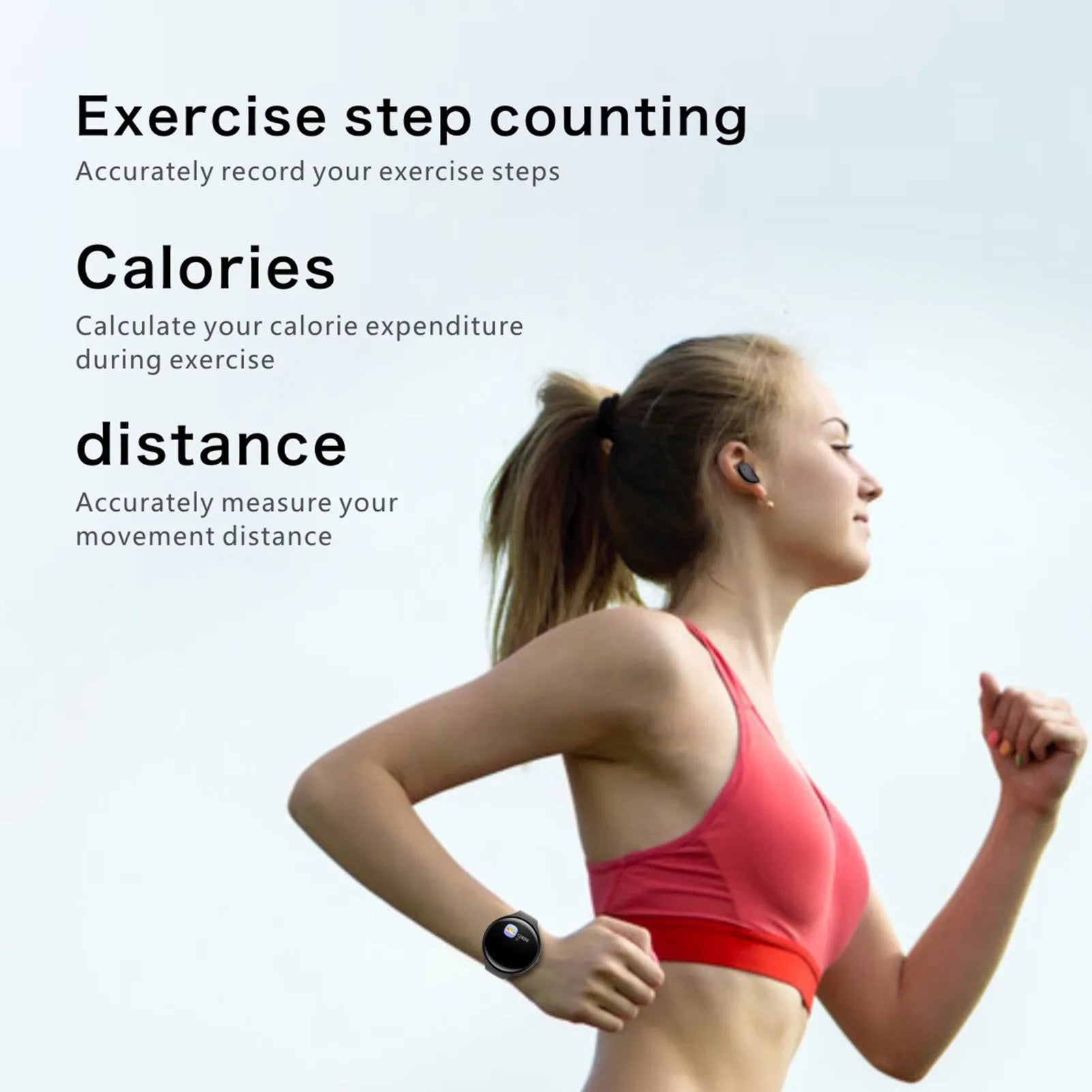 Black detachable smart watch and Bluetooth earphone combo for fitness tracking and calls.
