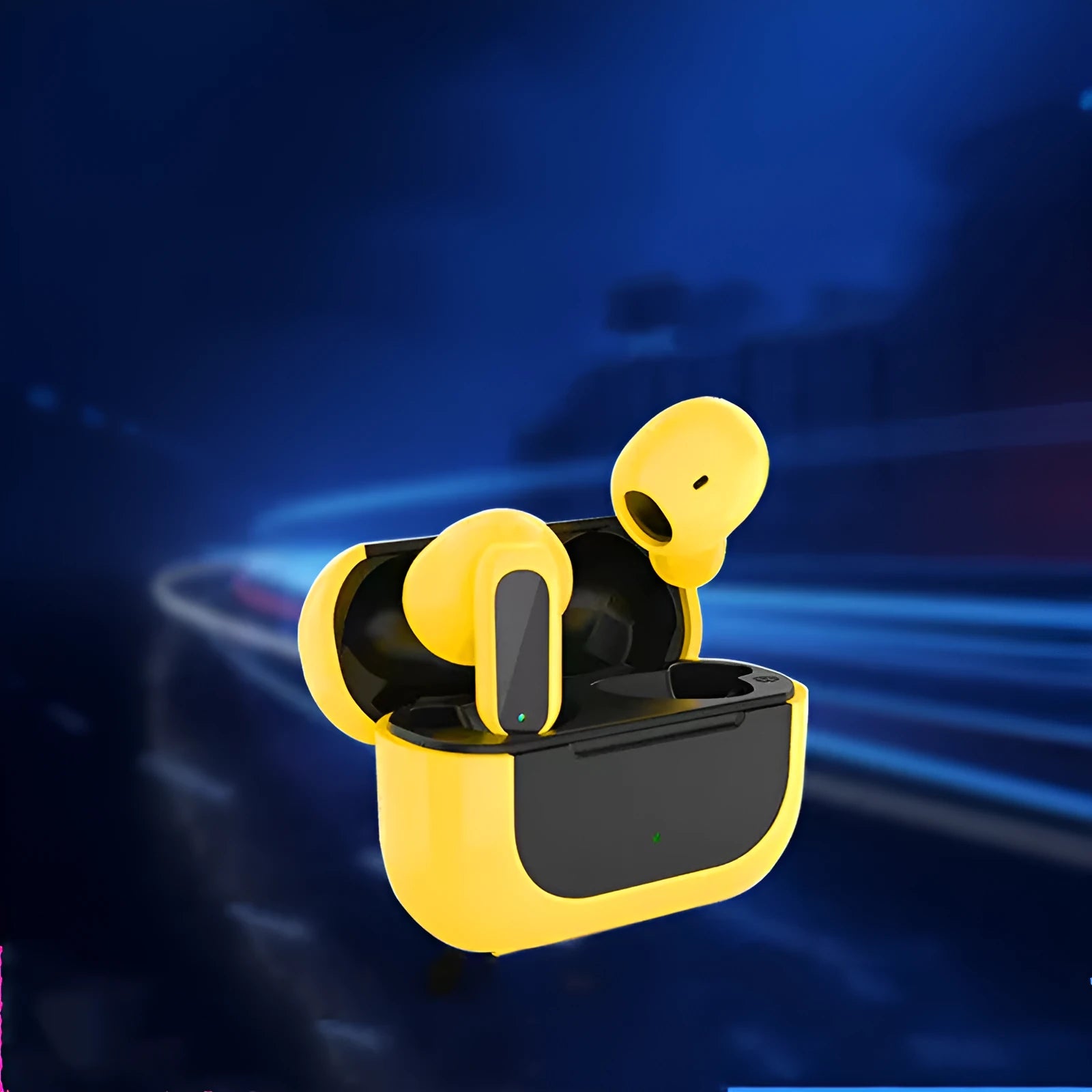 Jerry cartoon wireless Bluetooth headphones in yellow colour showing earplug design