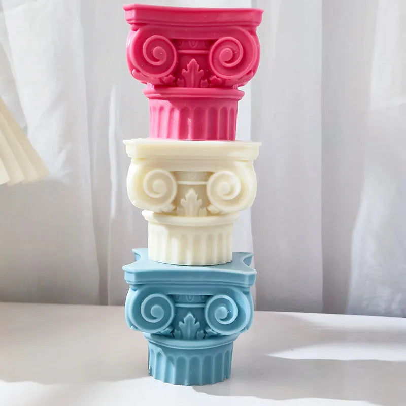 Silicone Roman pillar column mould for candles and baking with irregular shape
