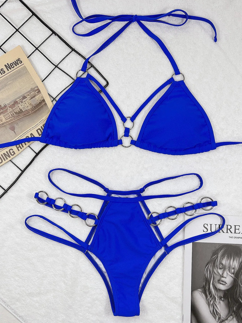 Women's separated bikini swimwear set with shorts in nylon fabric