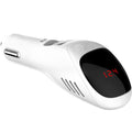 White car USB charger with integrated negative ion air purifier showing compact dimensions