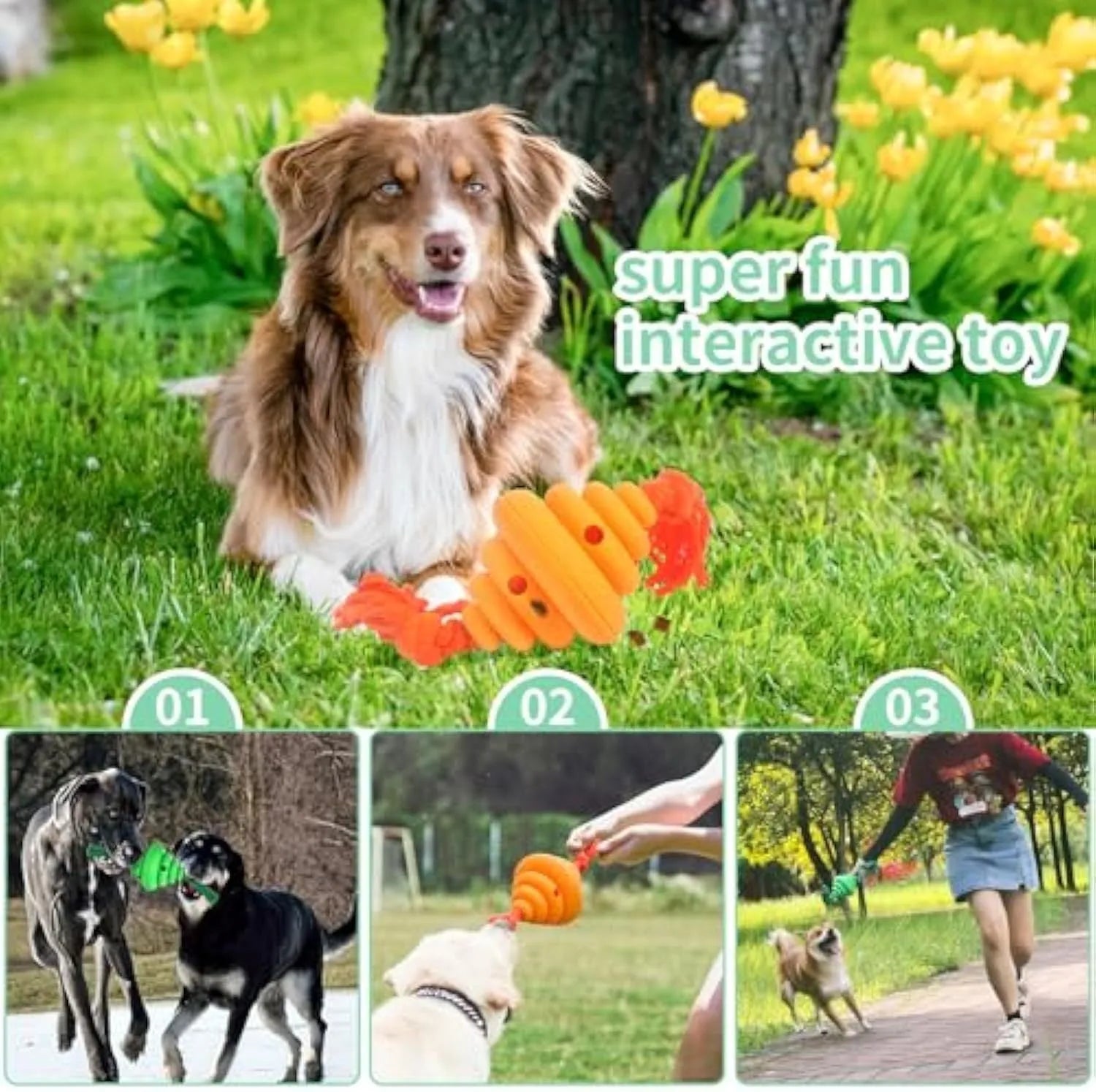 Green and yellow dog ball with knotted rope, a durable interactive toy and food dispenser for large dogs.