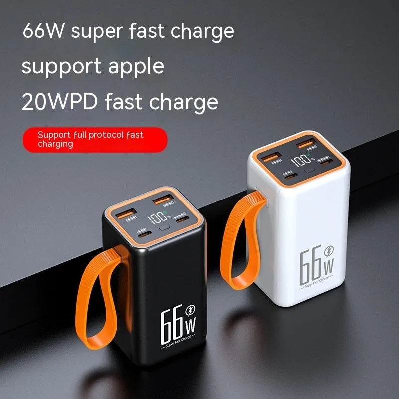 Black and white PD66W 20000mAh fast charge portable power bank.