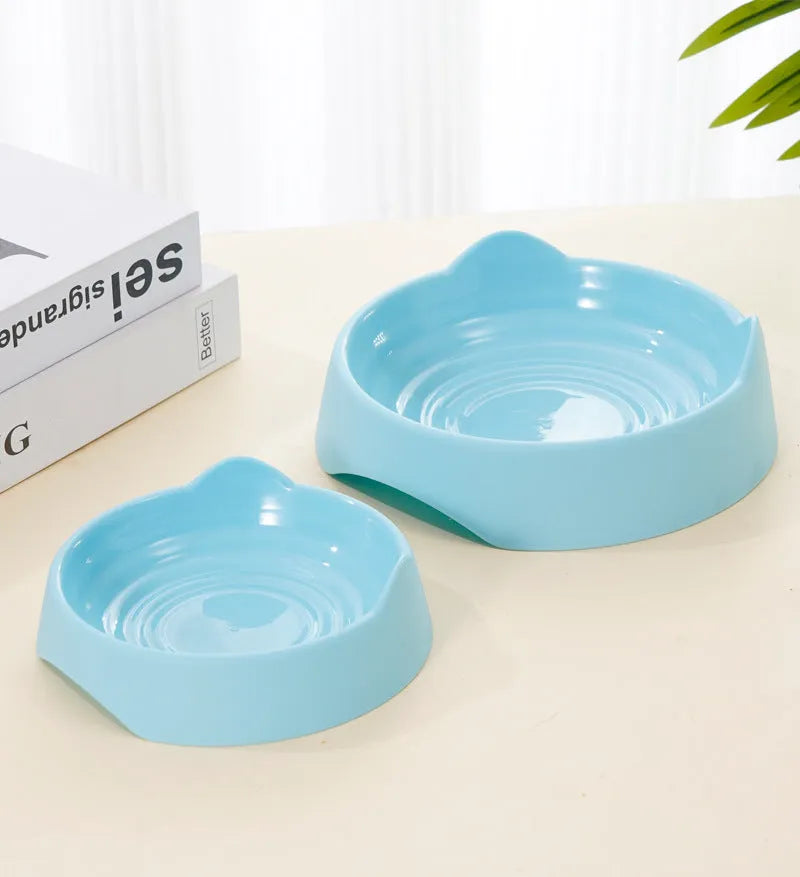 Blue ceramic dog slow feeder bowl with maze pattern for small medium large breed puppies