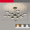 Black iron pendant chandelier with 13 lights in a Nordic star design, featuring a remote control.