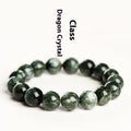 Green Dragon Crystal bracelet with round 8-9mm beads and a single ring clasp.