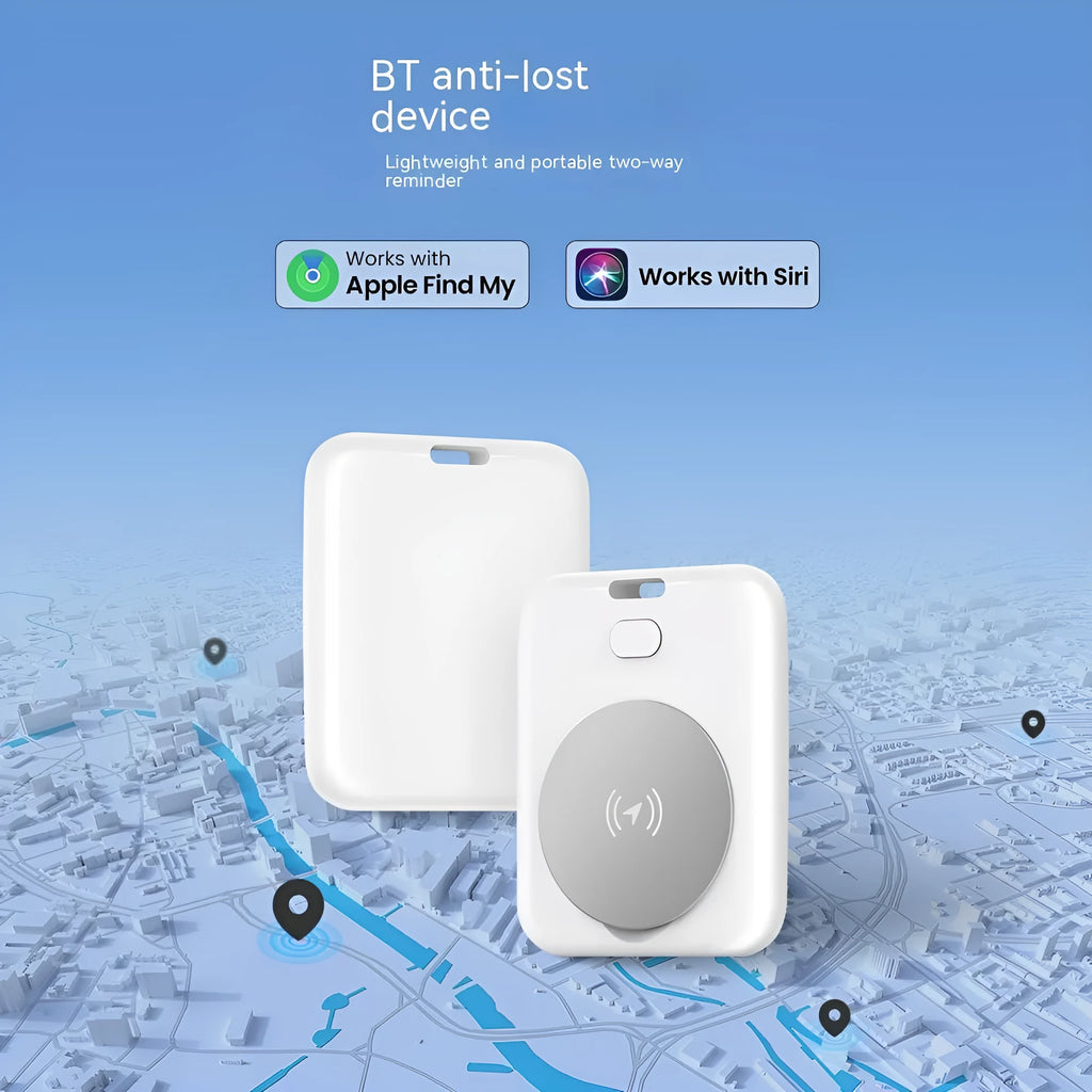 White ABS plastic pet tracker device for cats and dogs with Apple compatibility